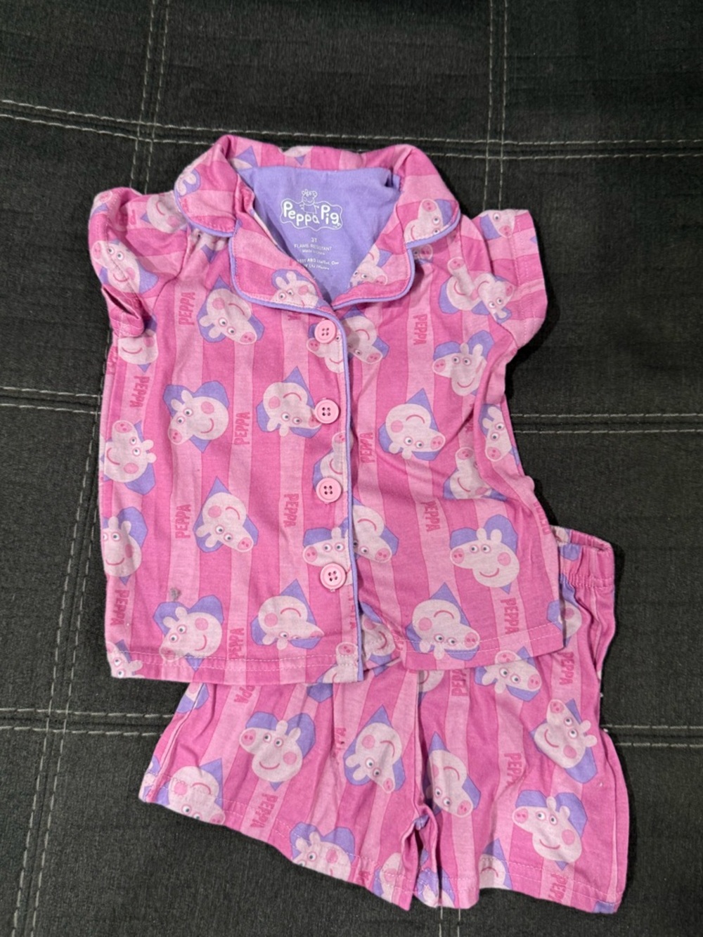 Peppa Pig Pink & Purple Striped Short Pajama Set